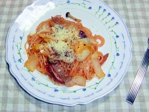 白菜と玉ねぎのオーロラソース風パスタ